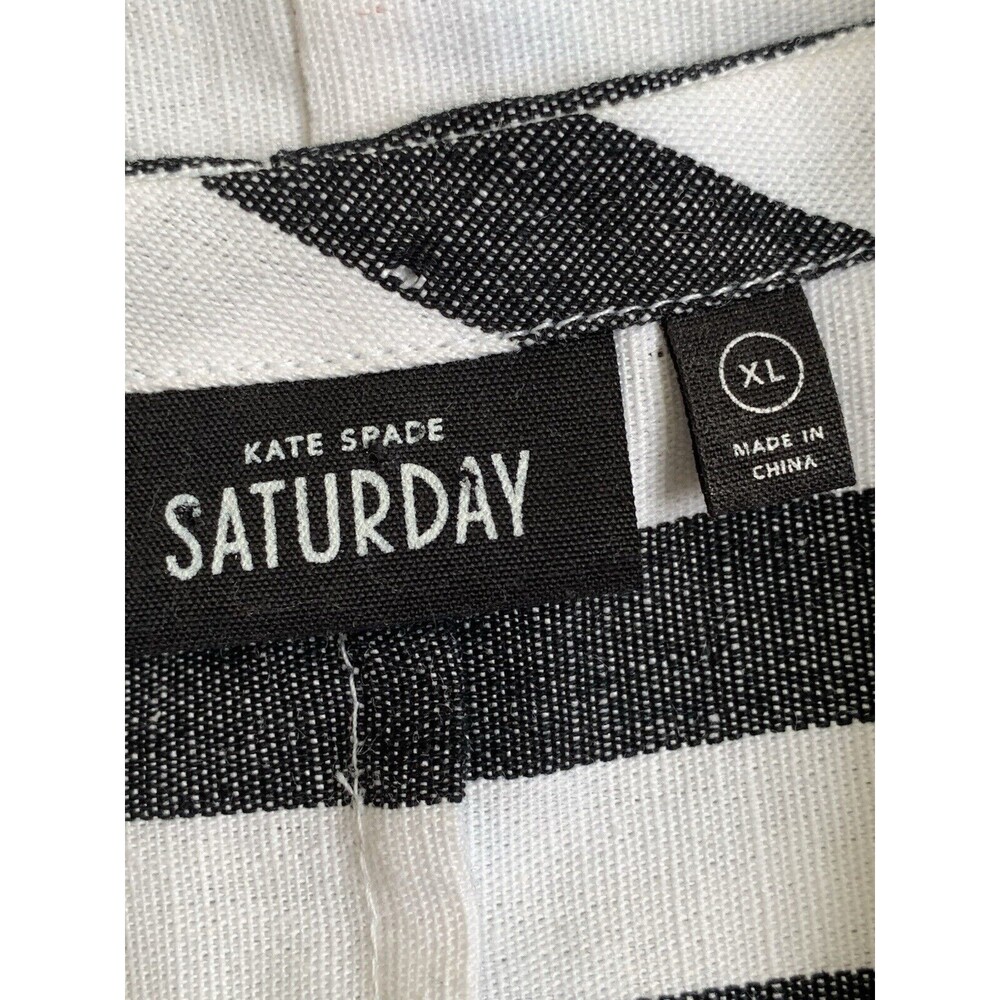 Kate Spade Saturday Linen Cotton Top Minimalist Clean Girl Black White Stripe XL - Picture 5 of 6